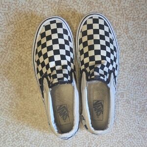 Vans Mens Black and White Checkered Slip-On Sneakers
